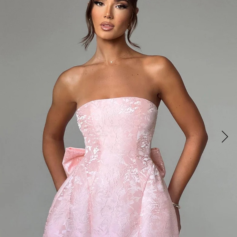 Pink Strapless Knee-Length A-Line Dress